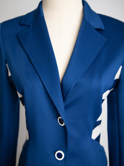 Good Cannella Blue Tailored Jacket Size M with White Accents