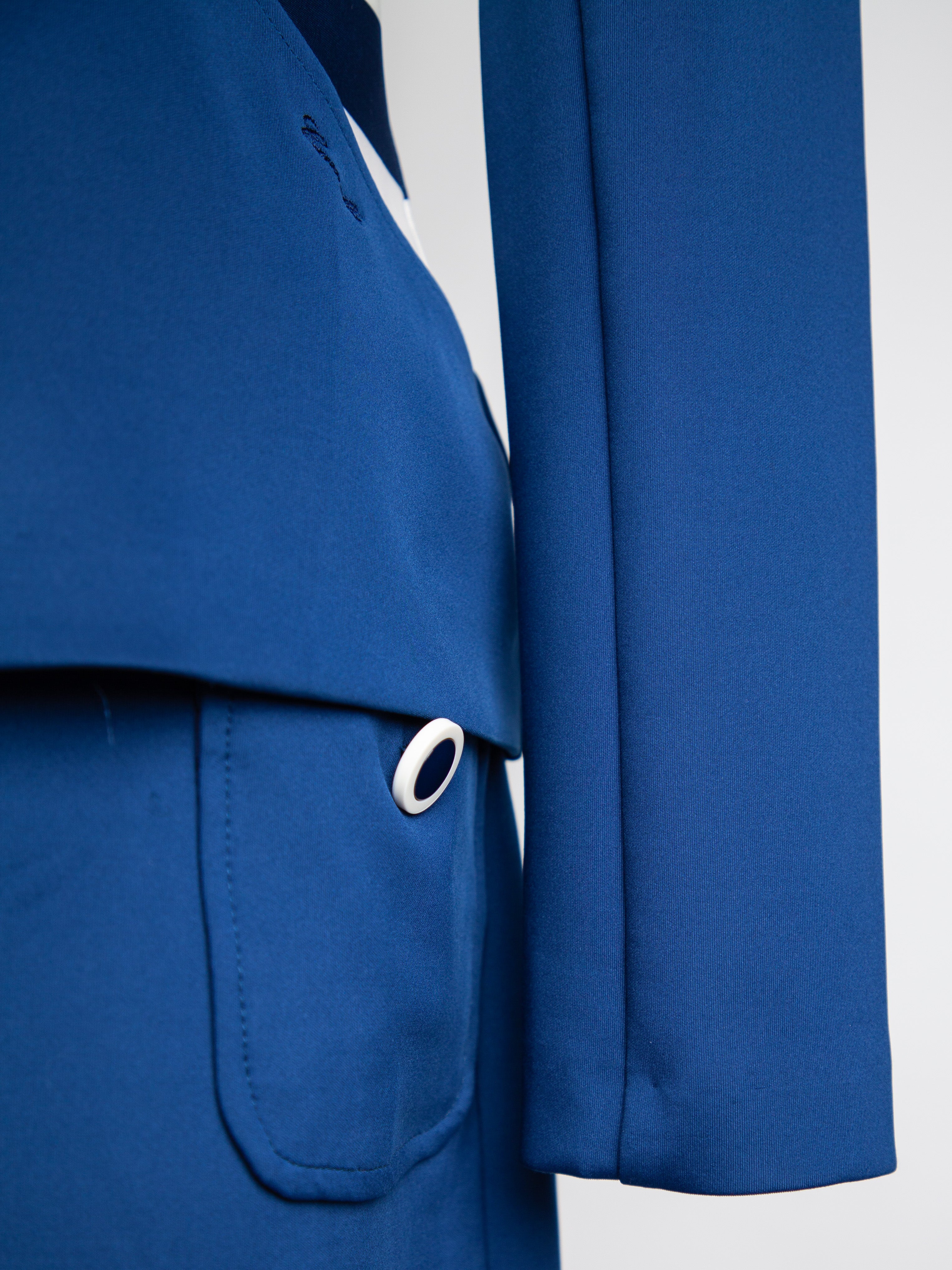 Good Cannella Blue Tailored Jacket Size M with White Accents