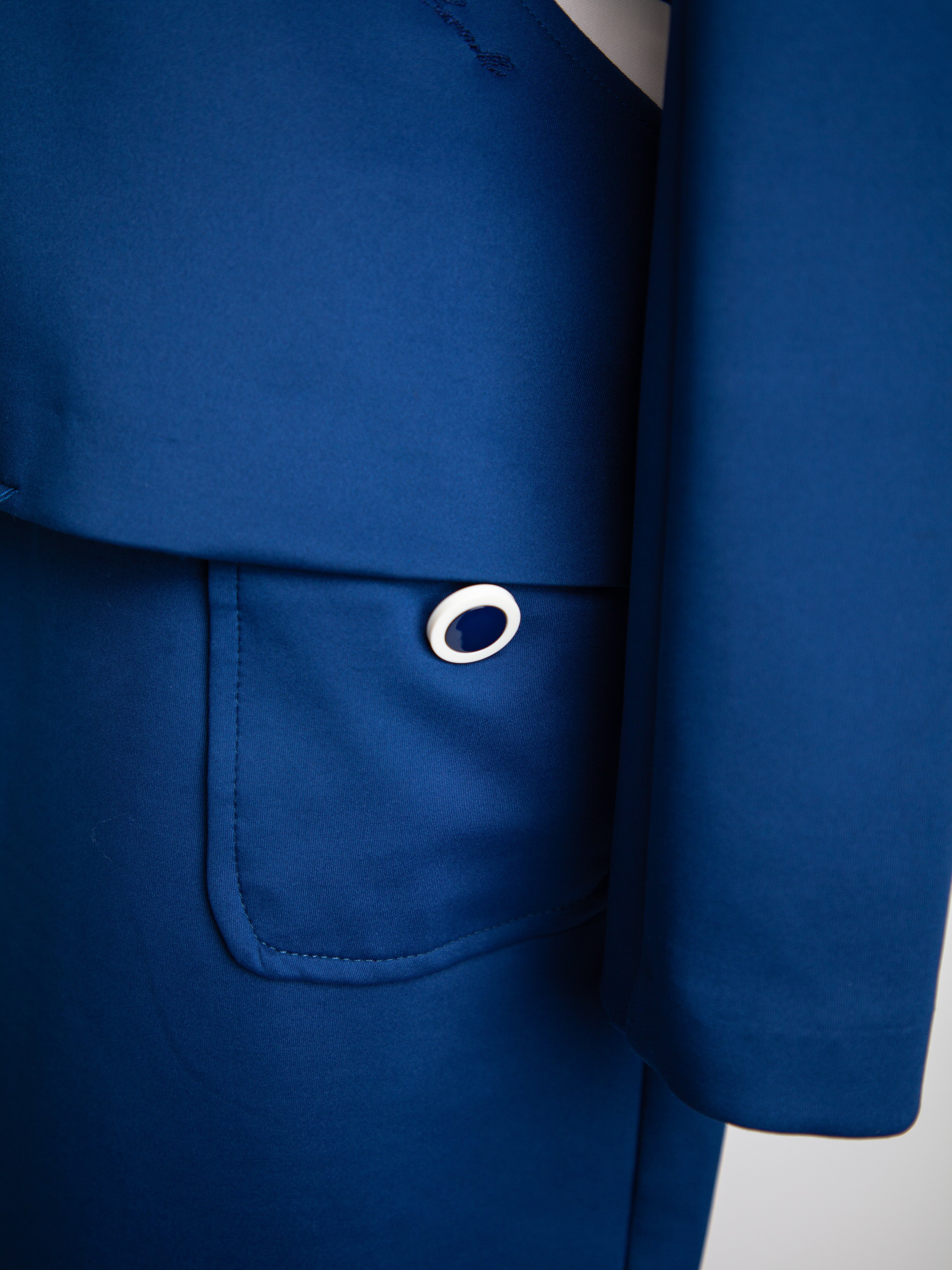 Good Cannella Blue Tailored Jacket Size M with White Accents