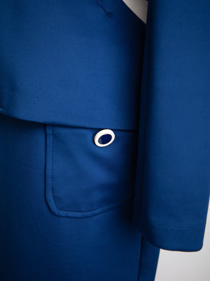 Good Cannella Blue Tailored Jacket Size M with White Accents