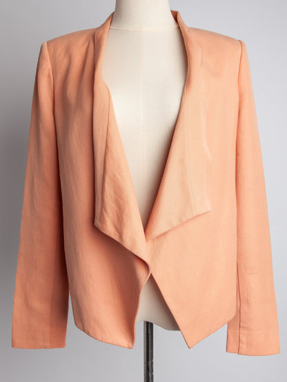 Good BCBGMaxazria Red Blazer Size S Viscose Open Front Design