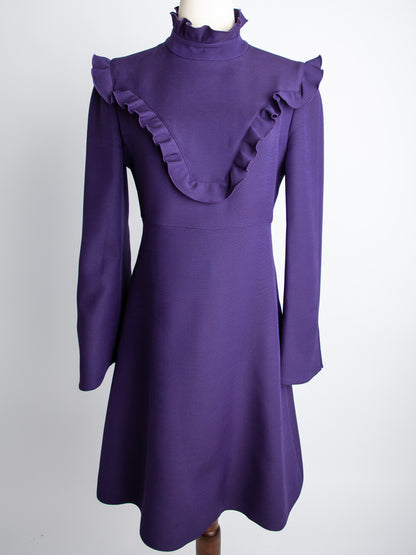 Good Condition Fendi Purple Dress Long Sleeve Ruffled Details Size N/A