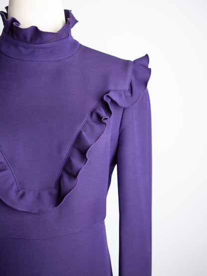 Good Condition Fendi Purple Dress Long Sleeve Ruffled Details Size N/A