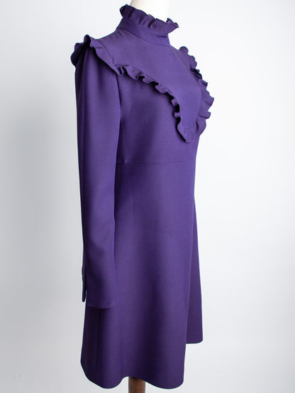Good Condition Fendi Purple Dress Long Sleeve Ruffled Details Size N/A