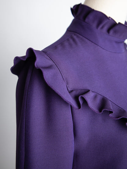 Good Condition Fendi Purple Dress Long Sleeve Ruffled Details Size N/A