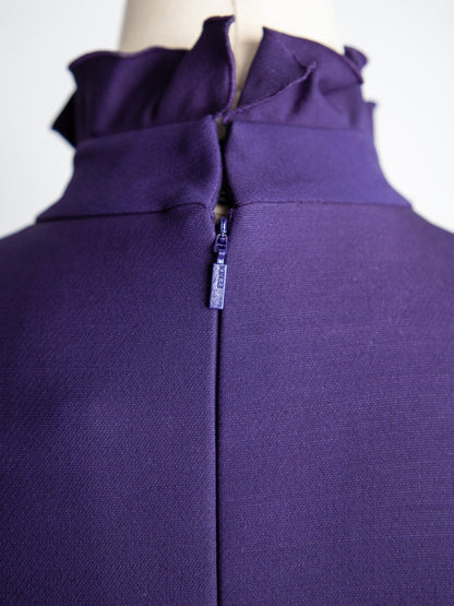 Good Condition Fendi Purple Dress Long Sleeve Ruffled Details Size N/A
