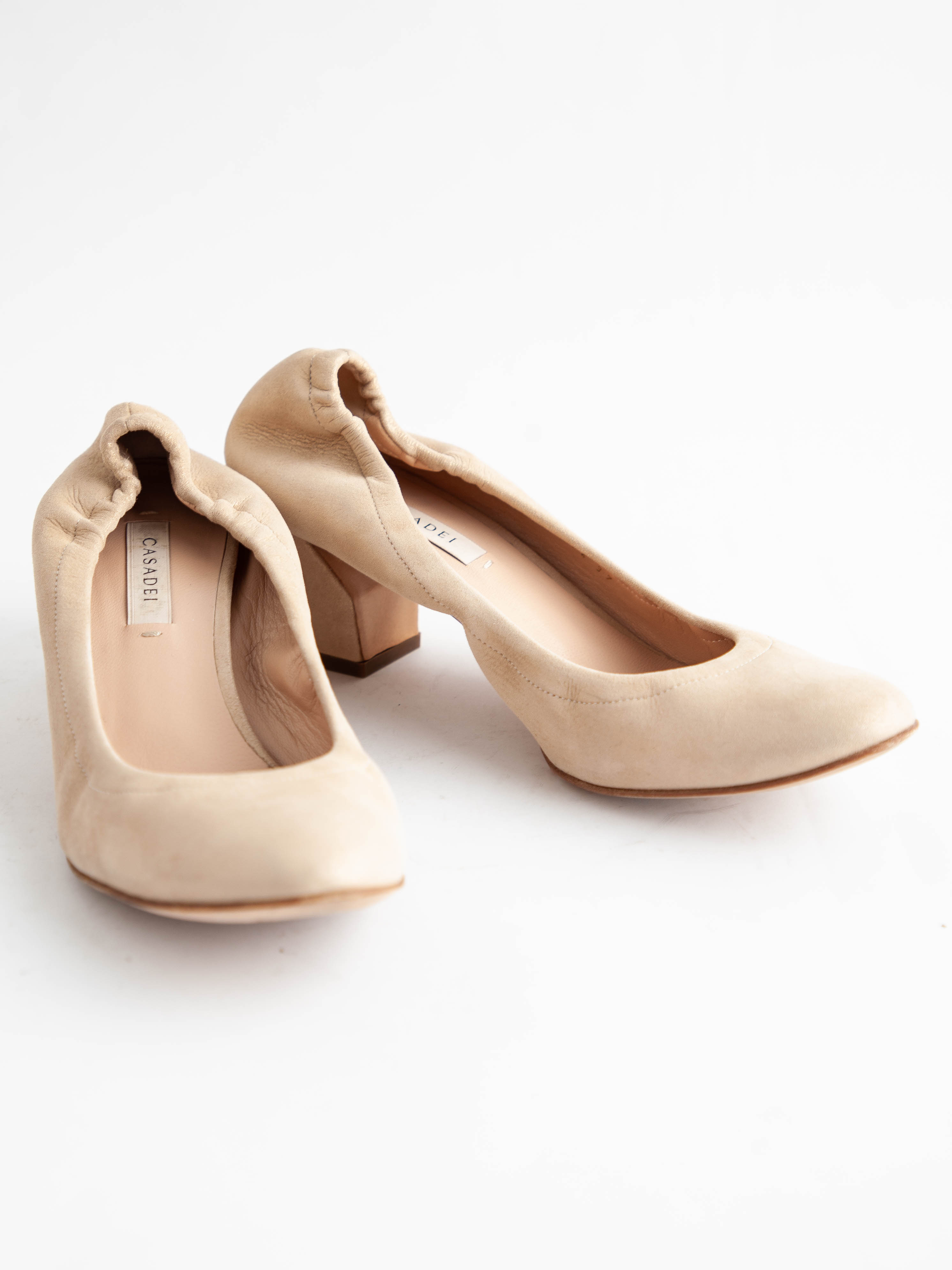 Good Casadei White Leather Block Heels Size 36 for Women
