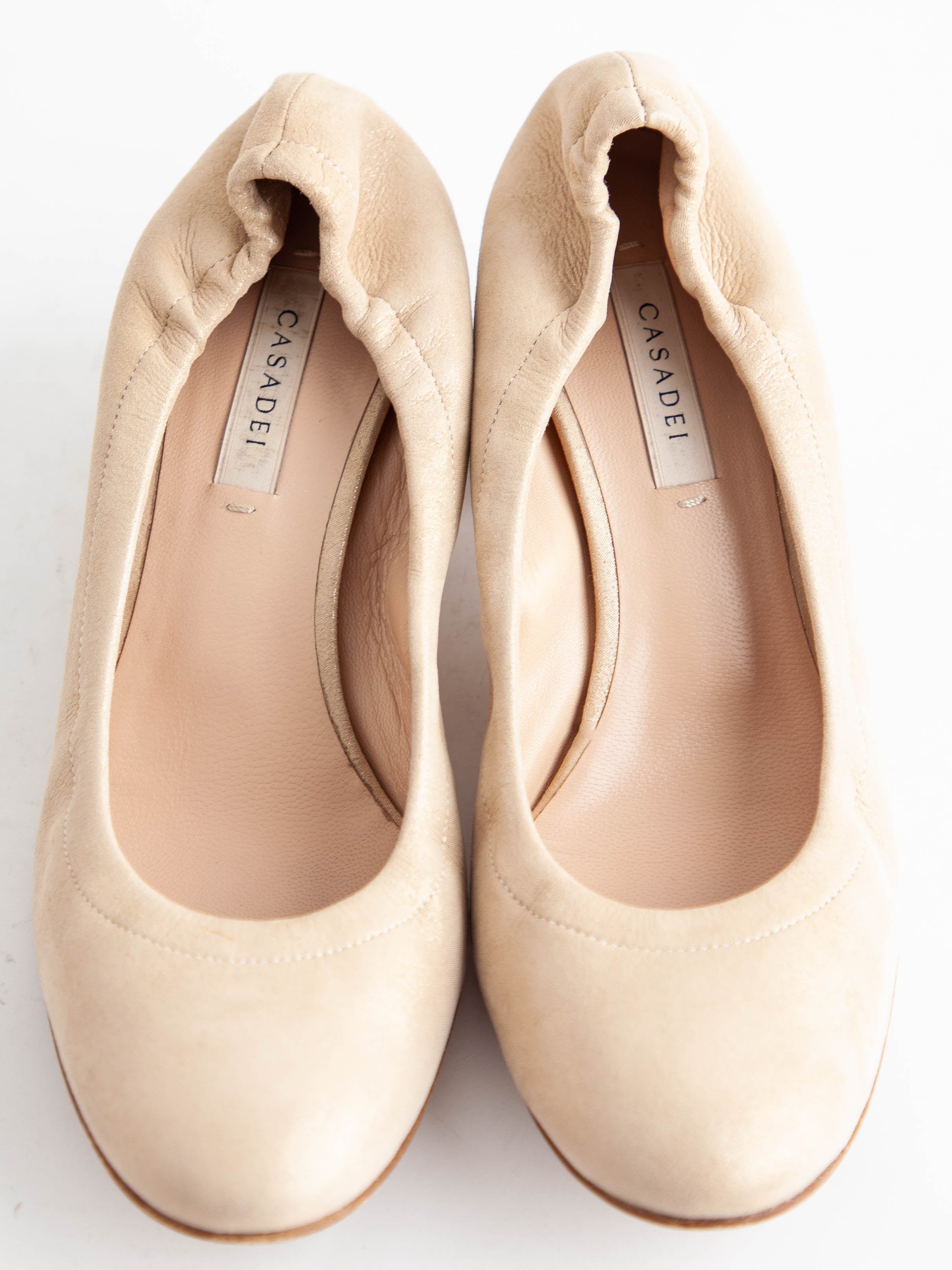 Good Casadei White Leather Block Heels Size 36 for Women