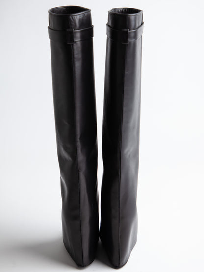 Good Givenchy Black Leather High-Heeled Boots Size 38.5