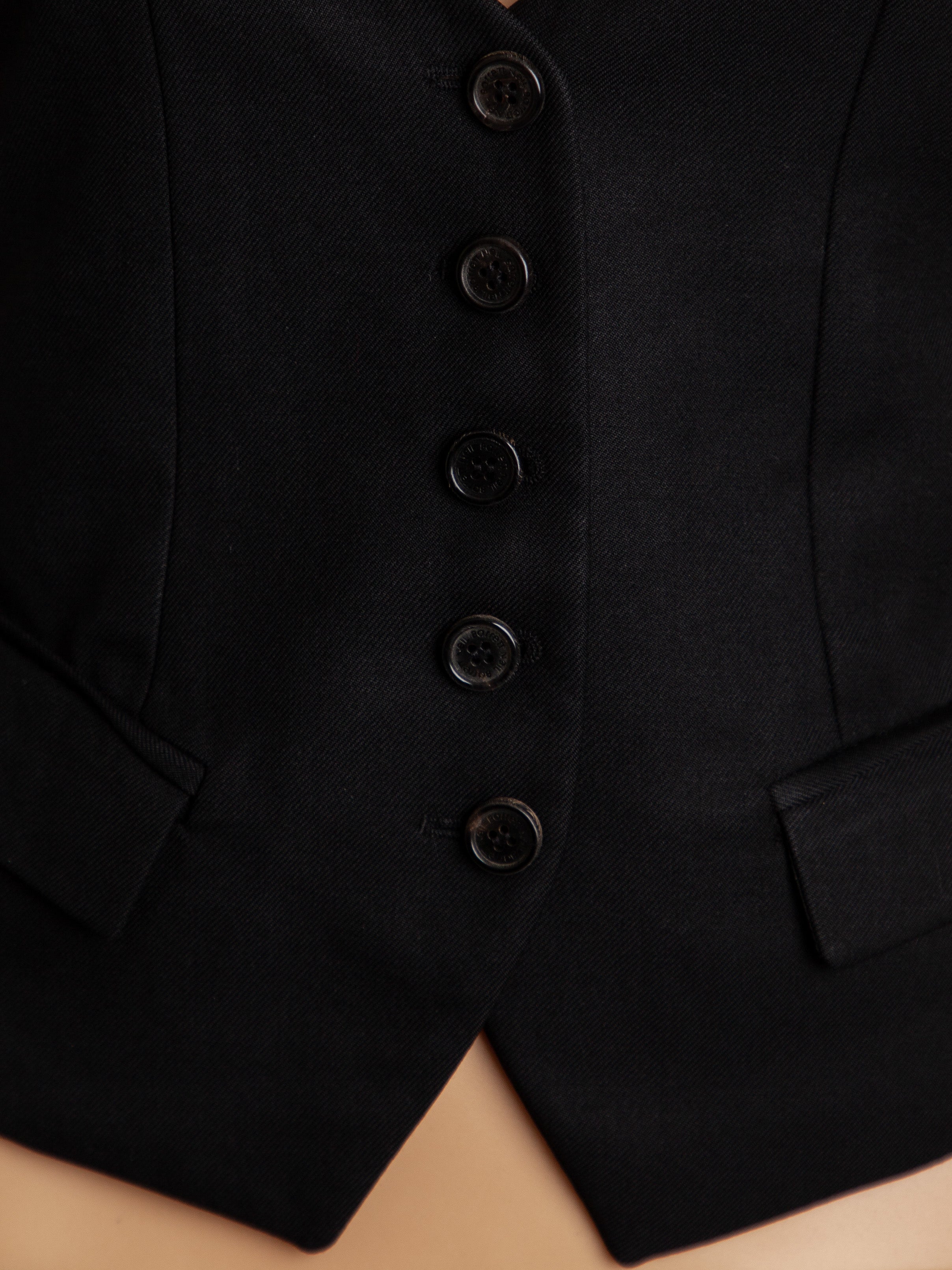 Good Neil Barrett Black Wool Gabardine Women’s Vest with Pockets