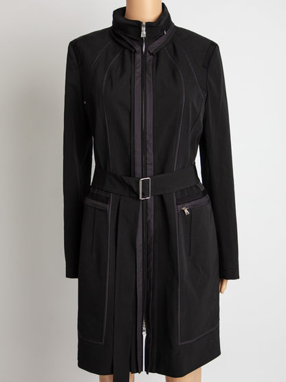 Good Elie Tahari Black Polyester Trench Coat with Belt Women&