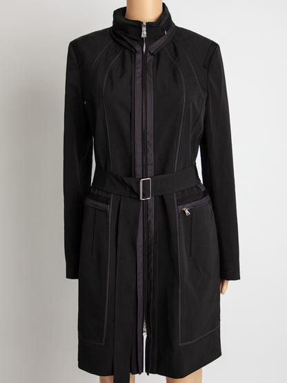 Good Elie Tahari Black Polyester Trench Coat with Belt Women&