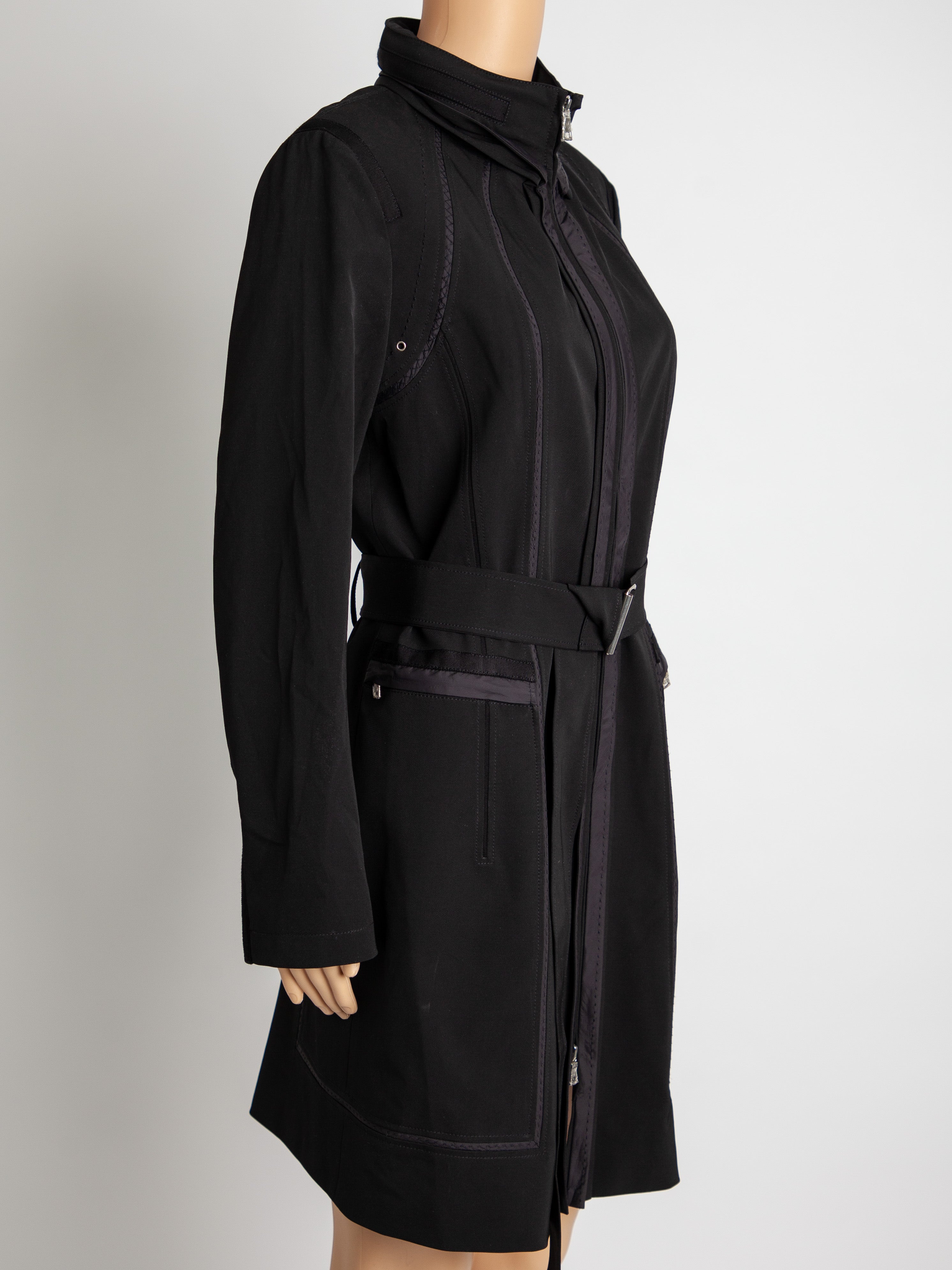 Good Elie Tahari Black Polyester Trench Coat with Belt Women&