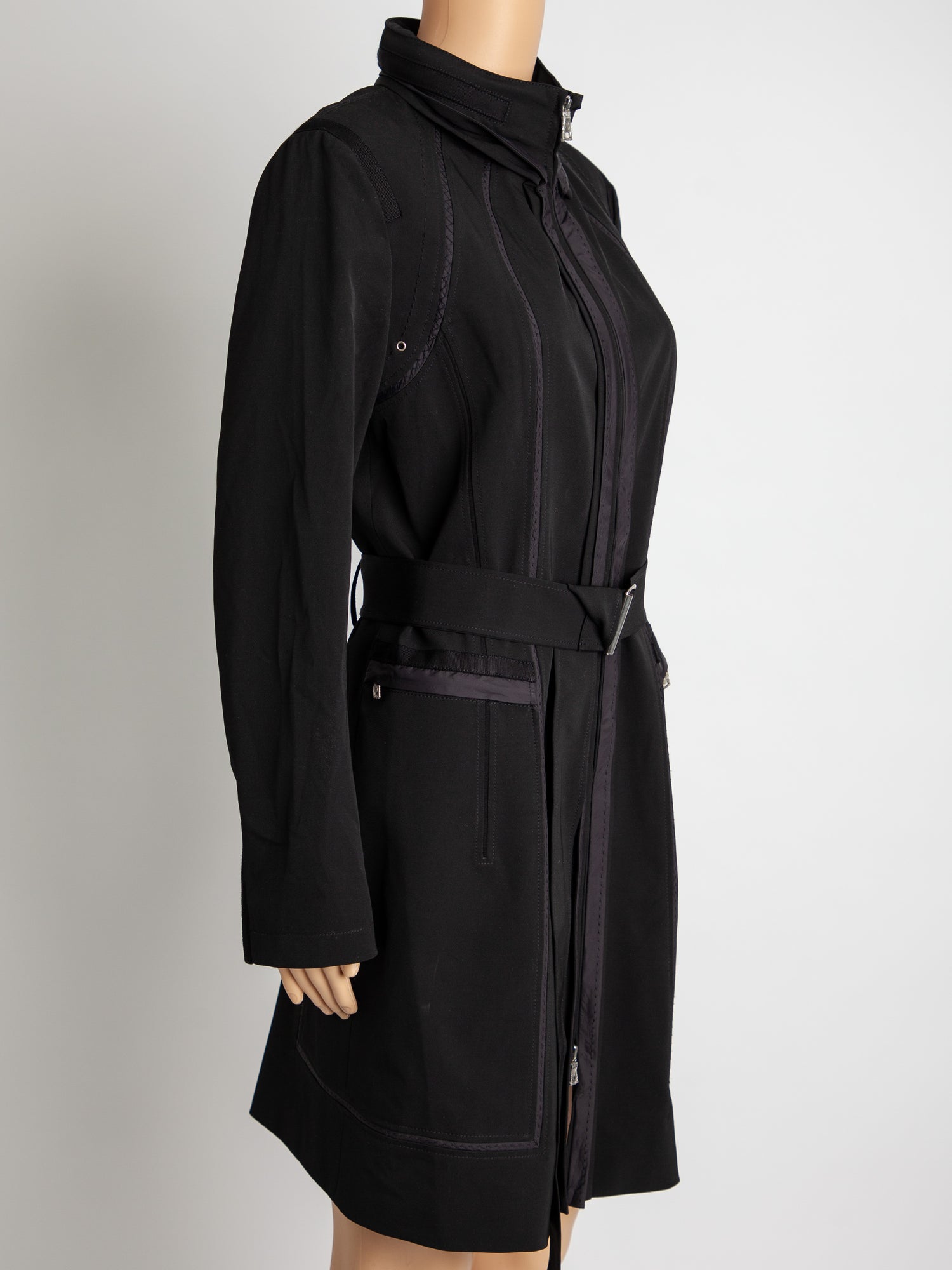 Good Elie Tahari Black Polyester Trench Coat with Belt Women&