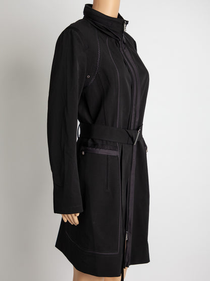 Good Elie Tahari Black Polyester Trench Coat with Belt Women&