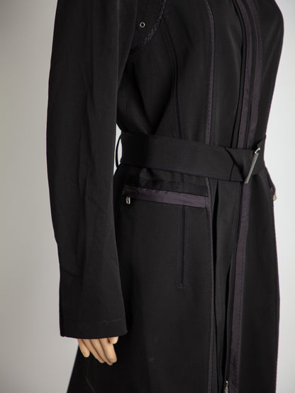 Good Elie Tahari Black Polyester Trench Coat with Belt Women&