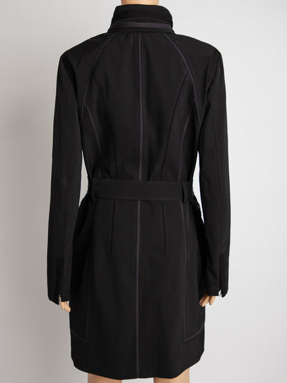 Good Elie Tahari Black Polyester Trench Coat with Belt Women&