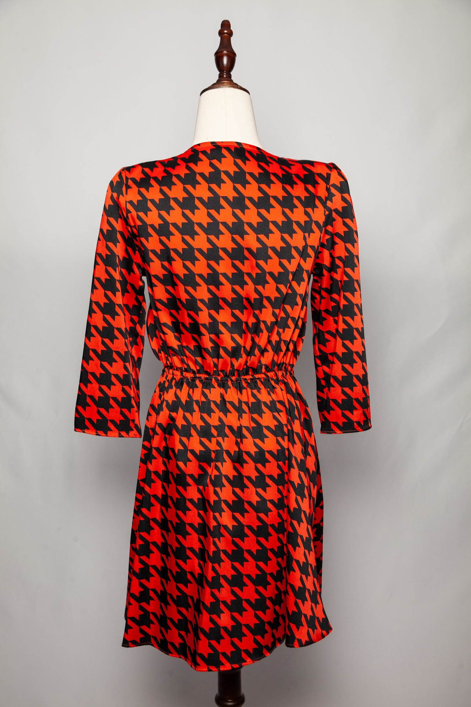 Good River Island Houndstooth Wrap Dress Red Polyester Women
