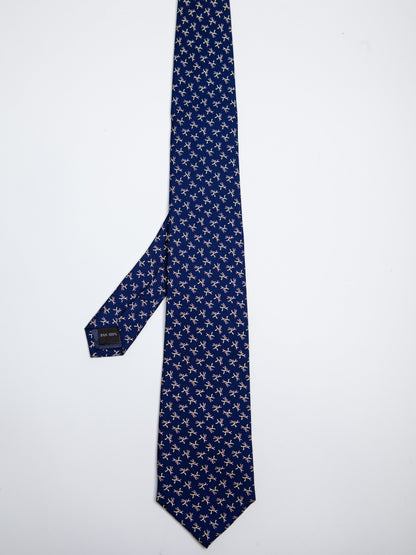 Uww Asia Excellent Blue Silk Tie with Abstract Design