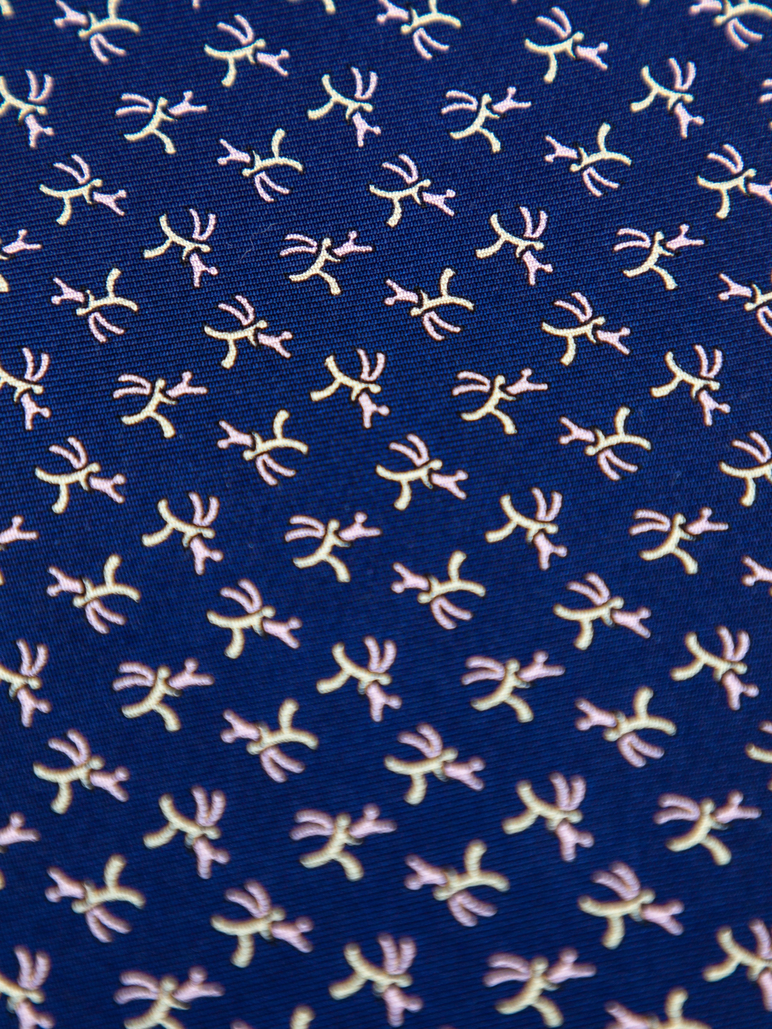 Uww Asia Excellent Blue Silk Tie with Abstract Design