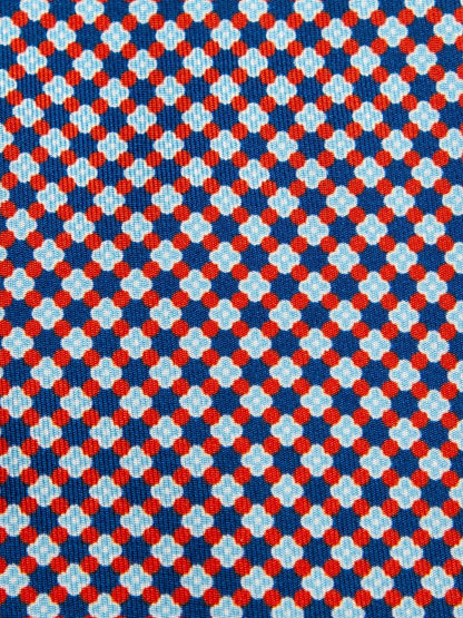 Cucita Mano Blue Silk Geometric Pattern Neck Tie Excellent Condition