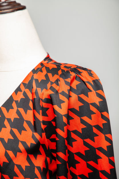 Good River Island Houndstooth Wrap Dress Red Polyester Women