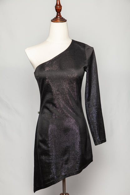 Good Hayali Black Asymmetrical Long Sleeve Dress with Sequins