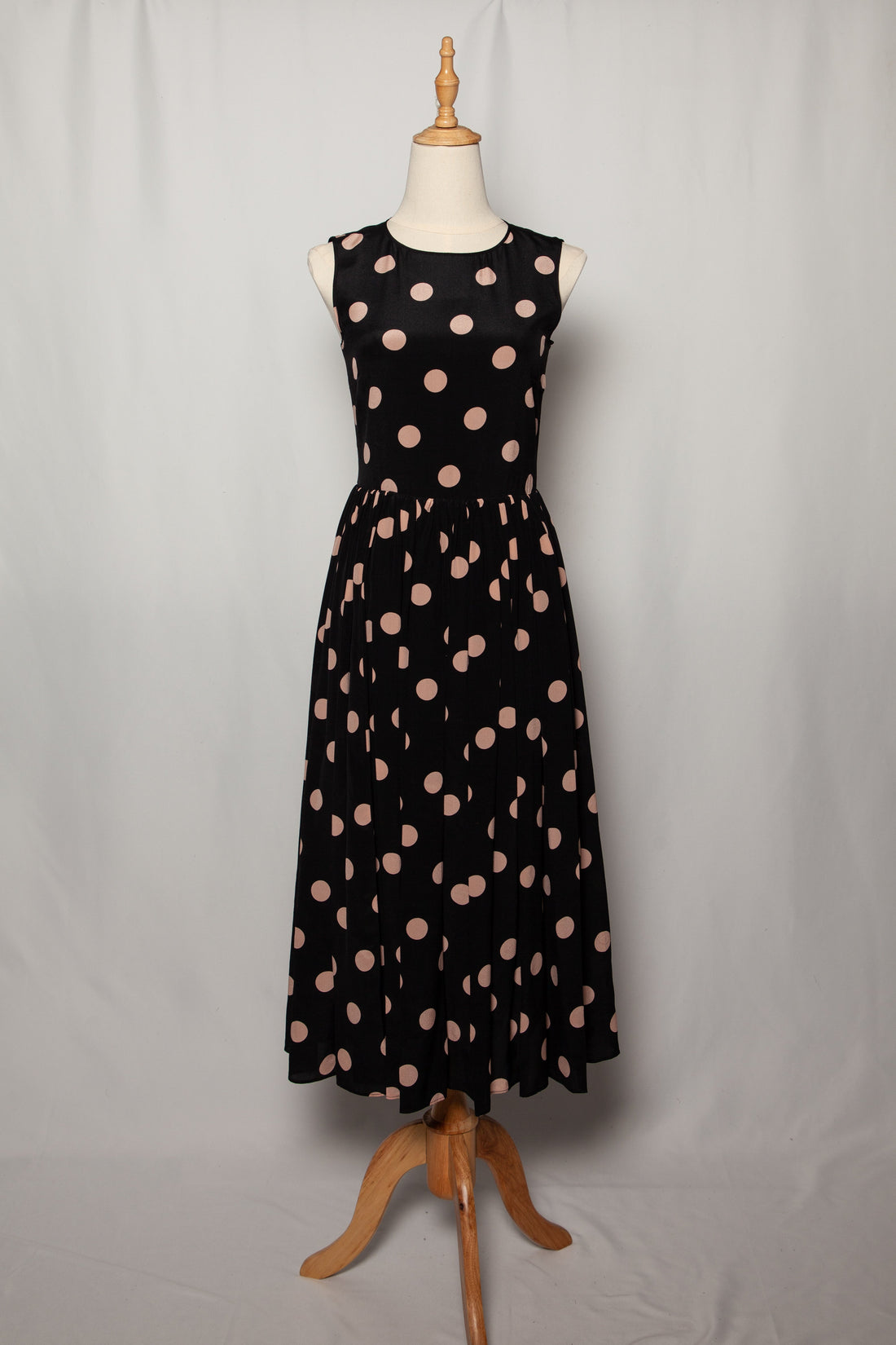 Excellent Red Valentino Black Polka Dot Silk Dress Size XS