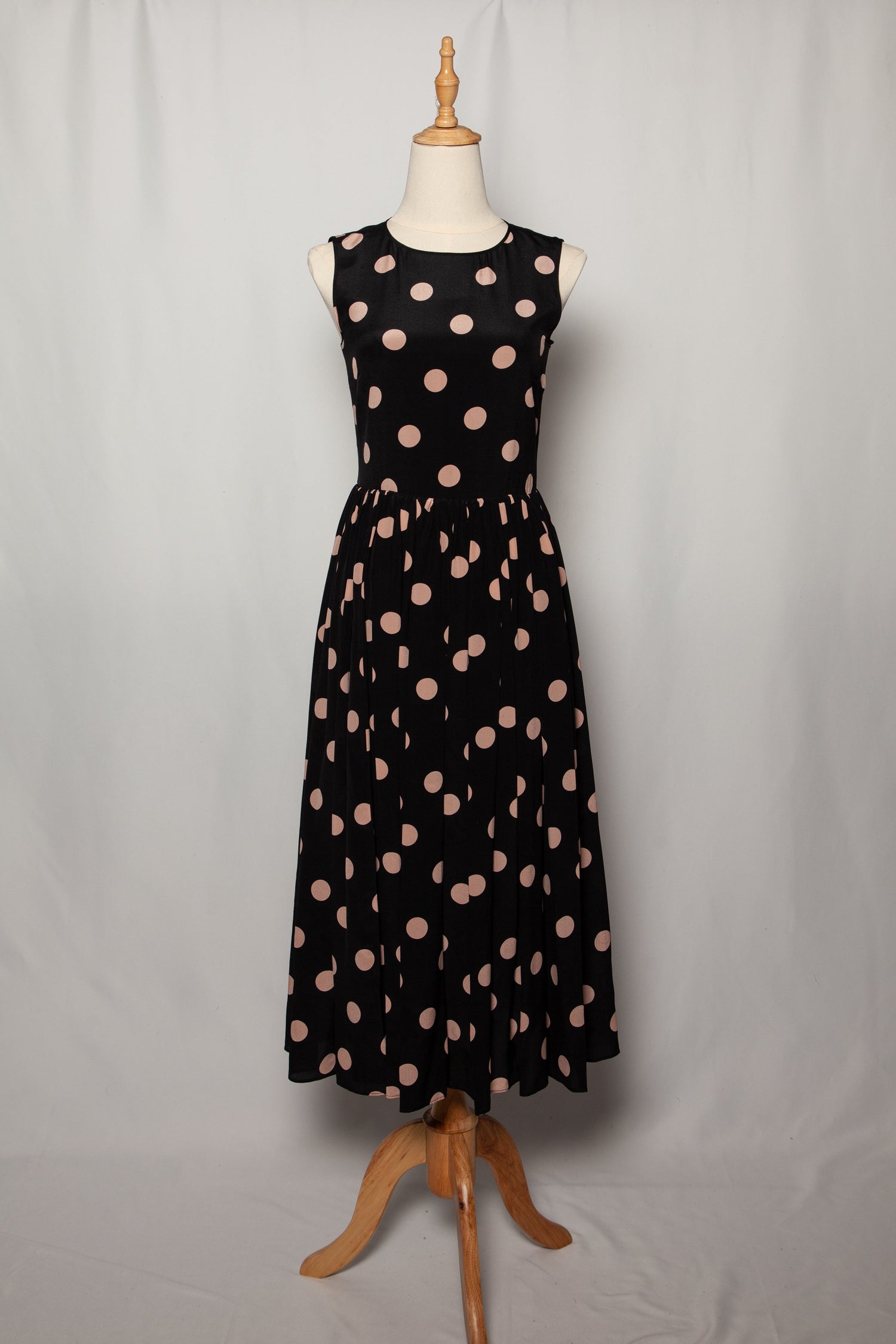 Excellent Red Valentino Black Polka Dot Silk Dress Size XS