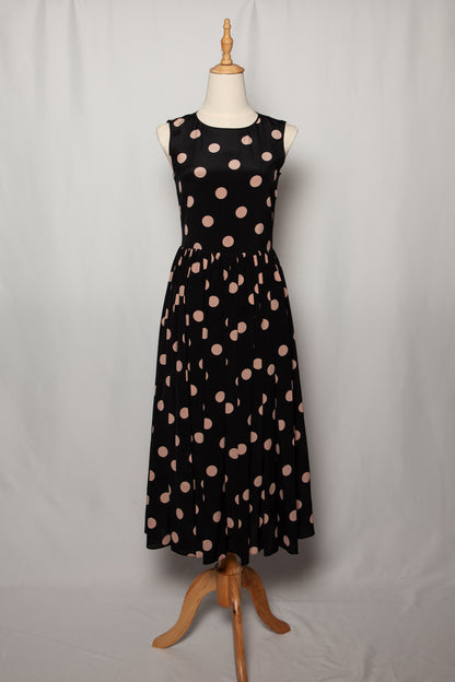 Excellent Red Valentino Black Polka Dot Silk Dress Size XS