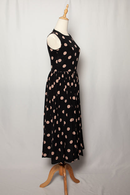 Excellent Red Valentino Black Polka Dot Silk Dress Size XS