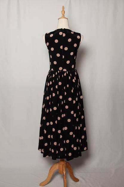Excellent Red Valentino Black Polka Dot Silk Dress Size XS