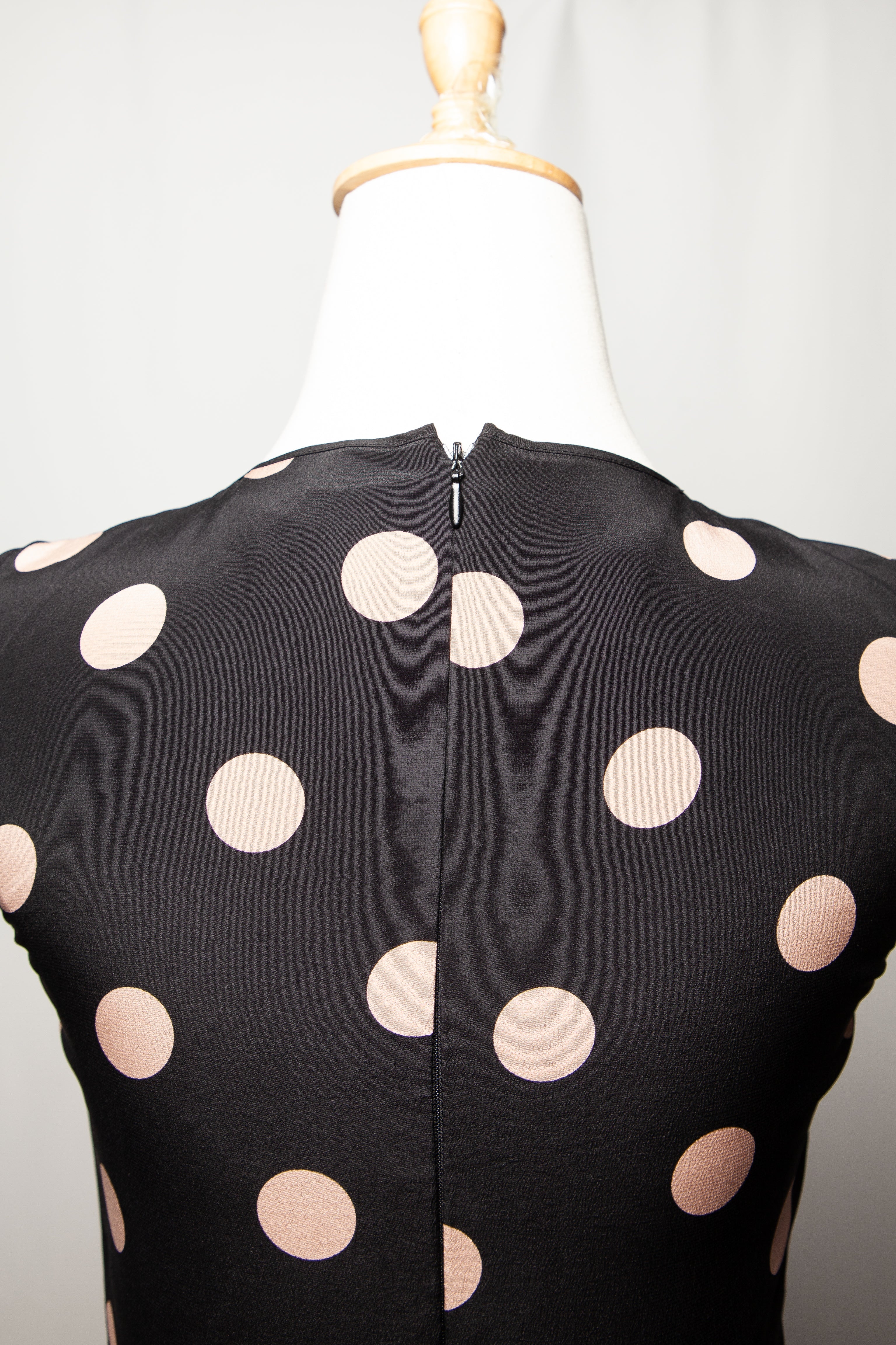 Excellent Red Valentino Black Polka Dot Silk Dress Size XS