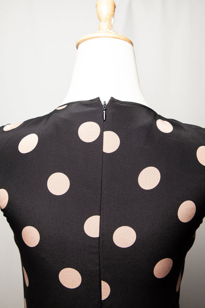 Excellent Red Valentino Black Polka Dot Silk Dress Size XS