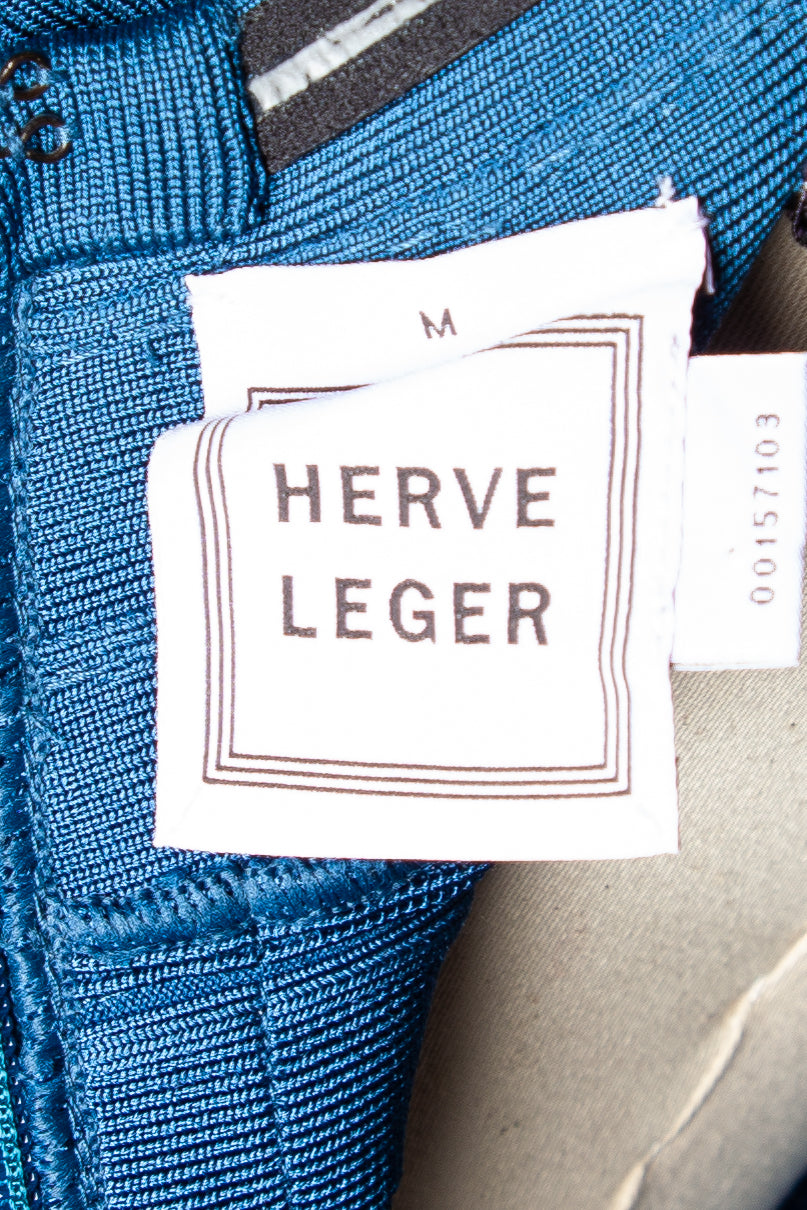 Excellent Herve Leger Blue Dress Size M Sleeveless V-Neck