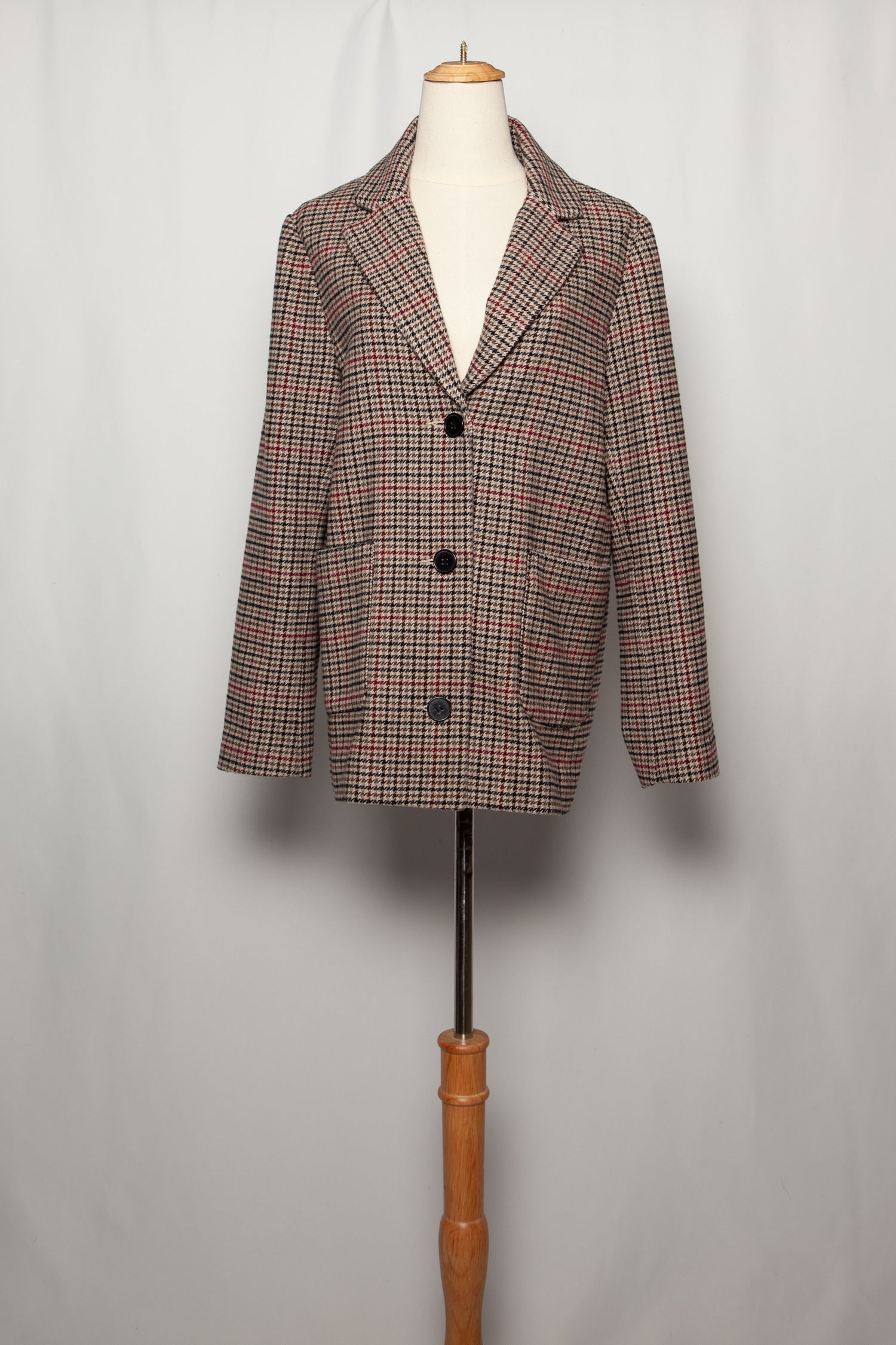 Good Velvet White Checkered Jacket Size M Angora Wool Women&