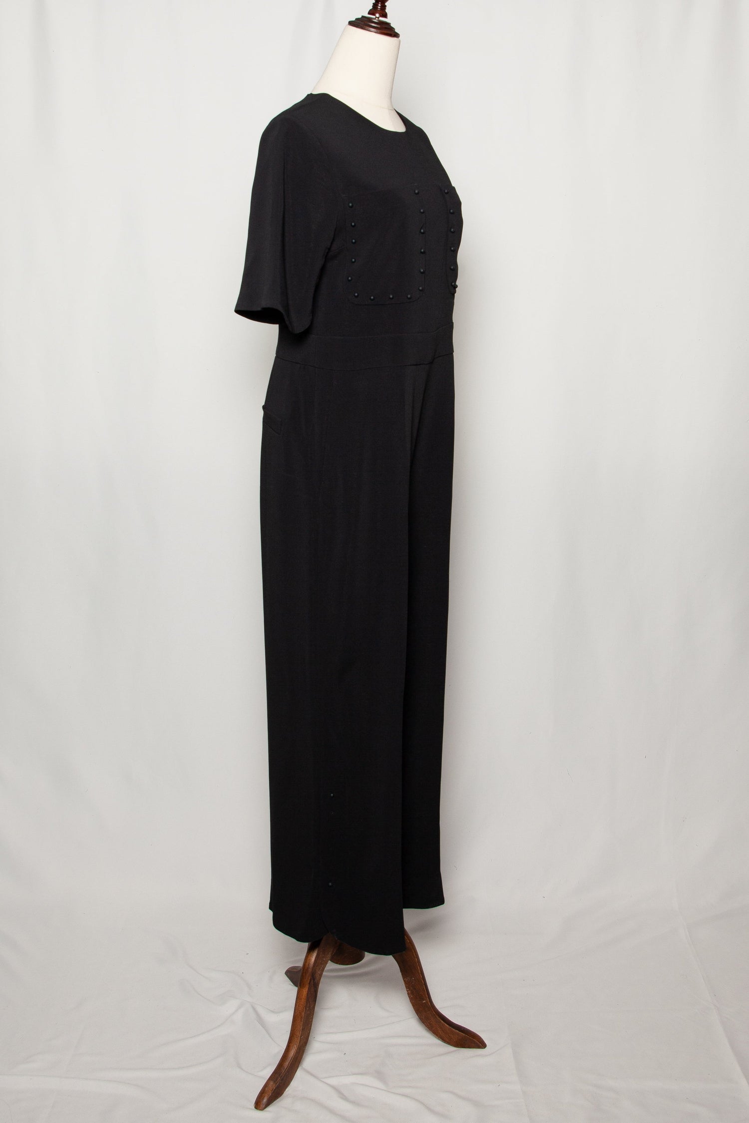 Average Max Mara Black Polyester Jumpsuit Size M with Decorative Buttons
