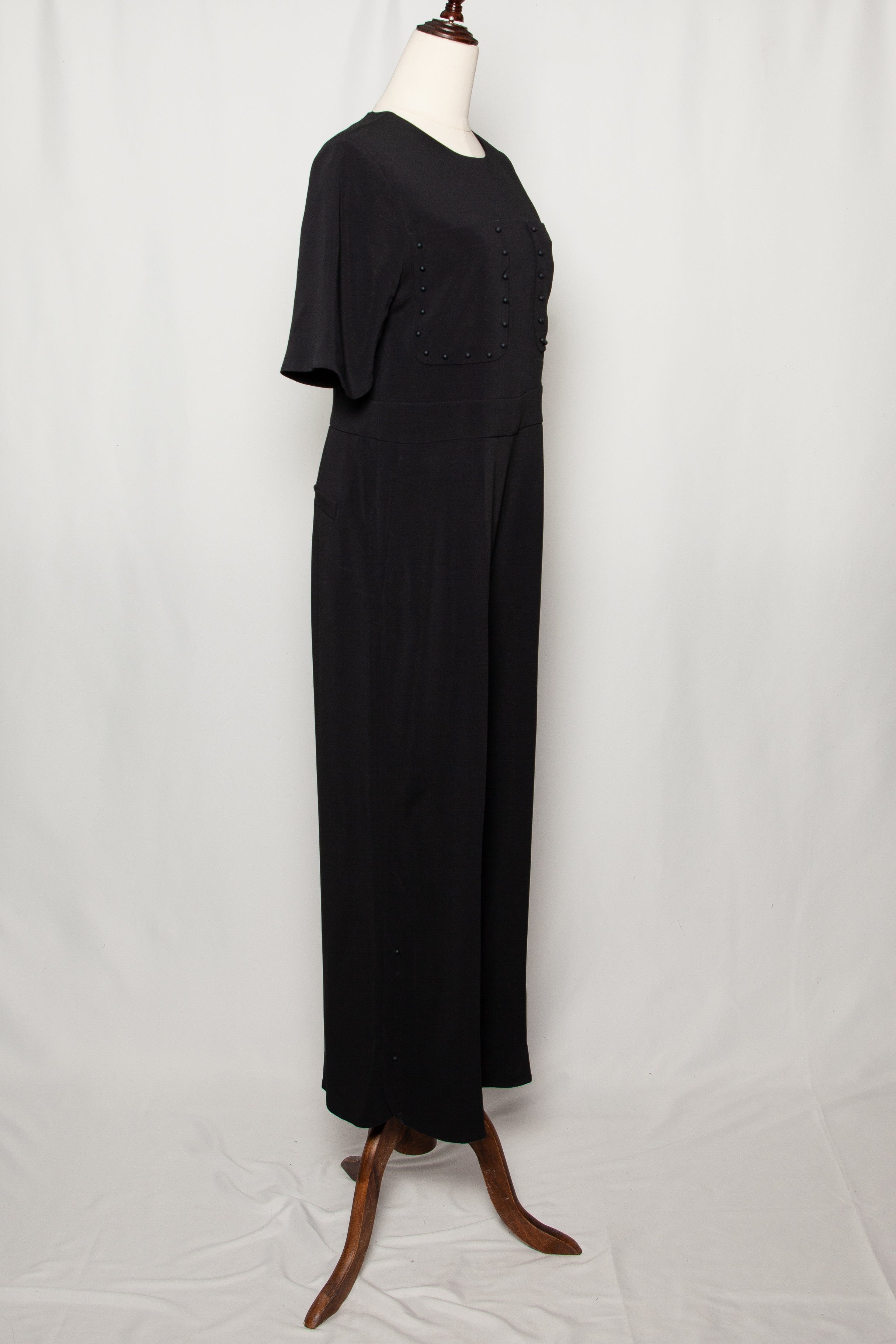 Average Max Mara Black Polyester Jumpsuit Size M with Decorative Buttons