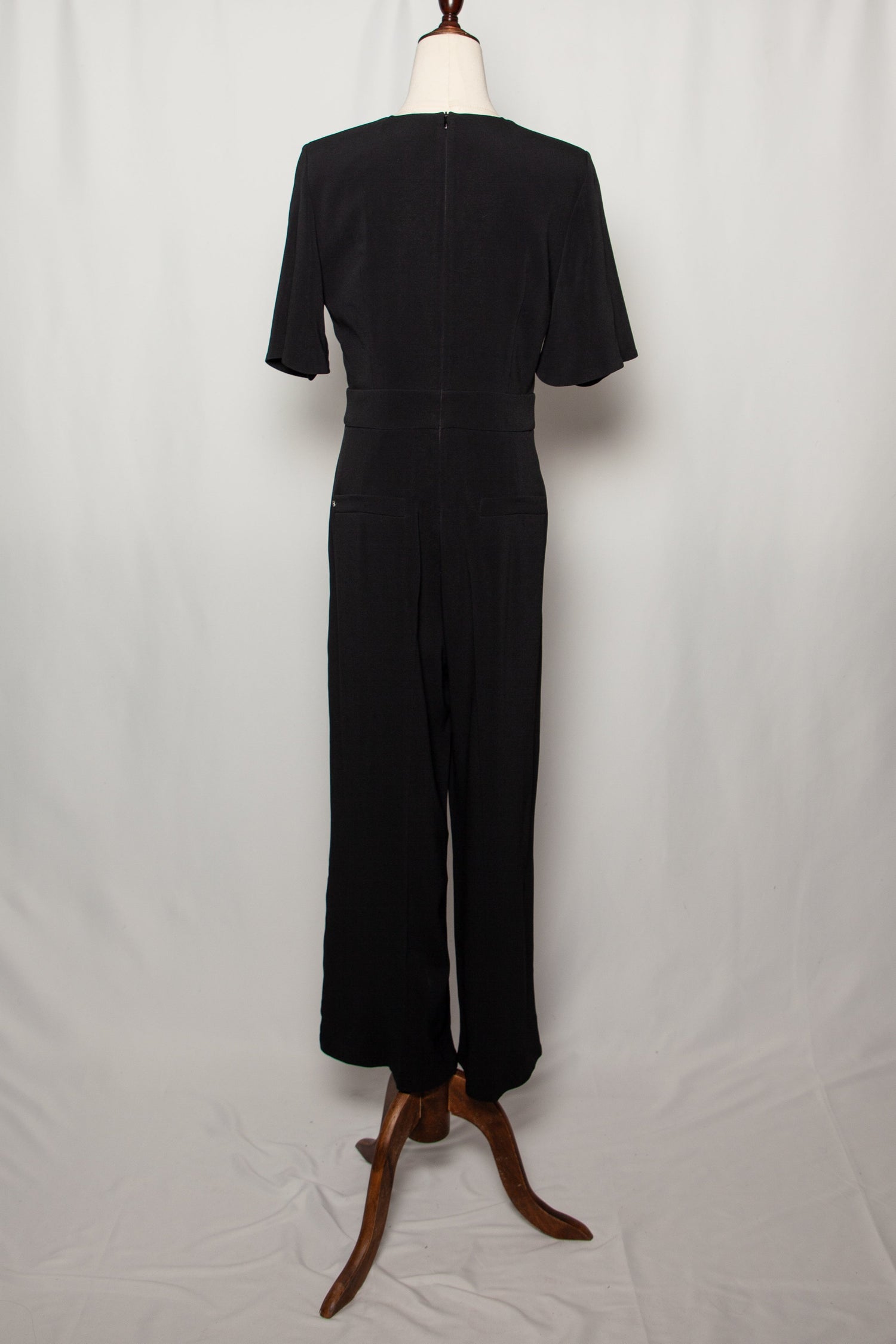Average Max Mara Black Polyester Jumpsuit Size M with Decorative Buttons