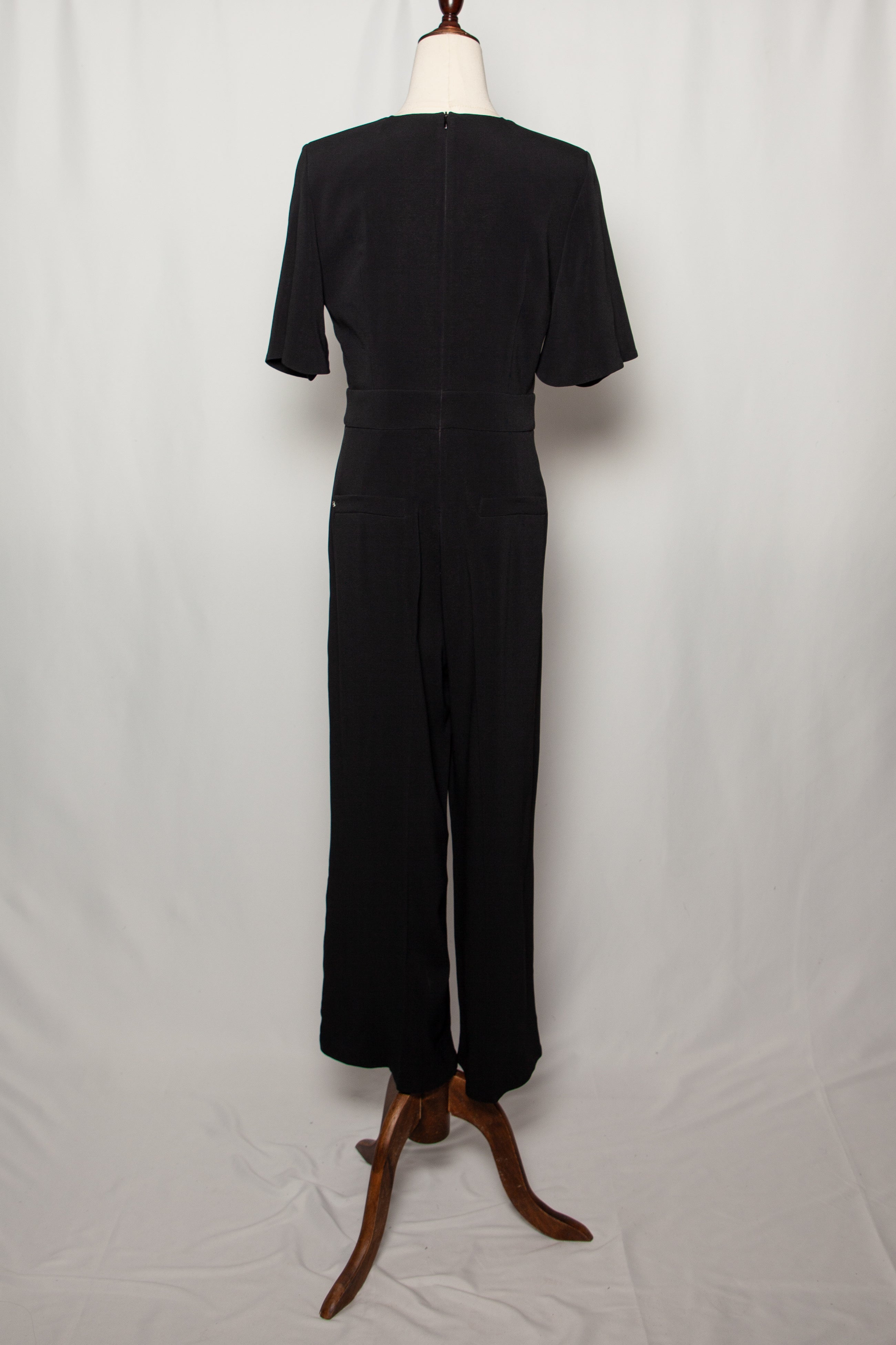 Average Max Mara Black Polyester Jumpsuit Size M with Decorative Buttons