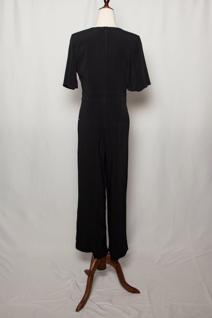Average Max Mara Black Polyester Jumpsuit Size M with Decorative Buttons