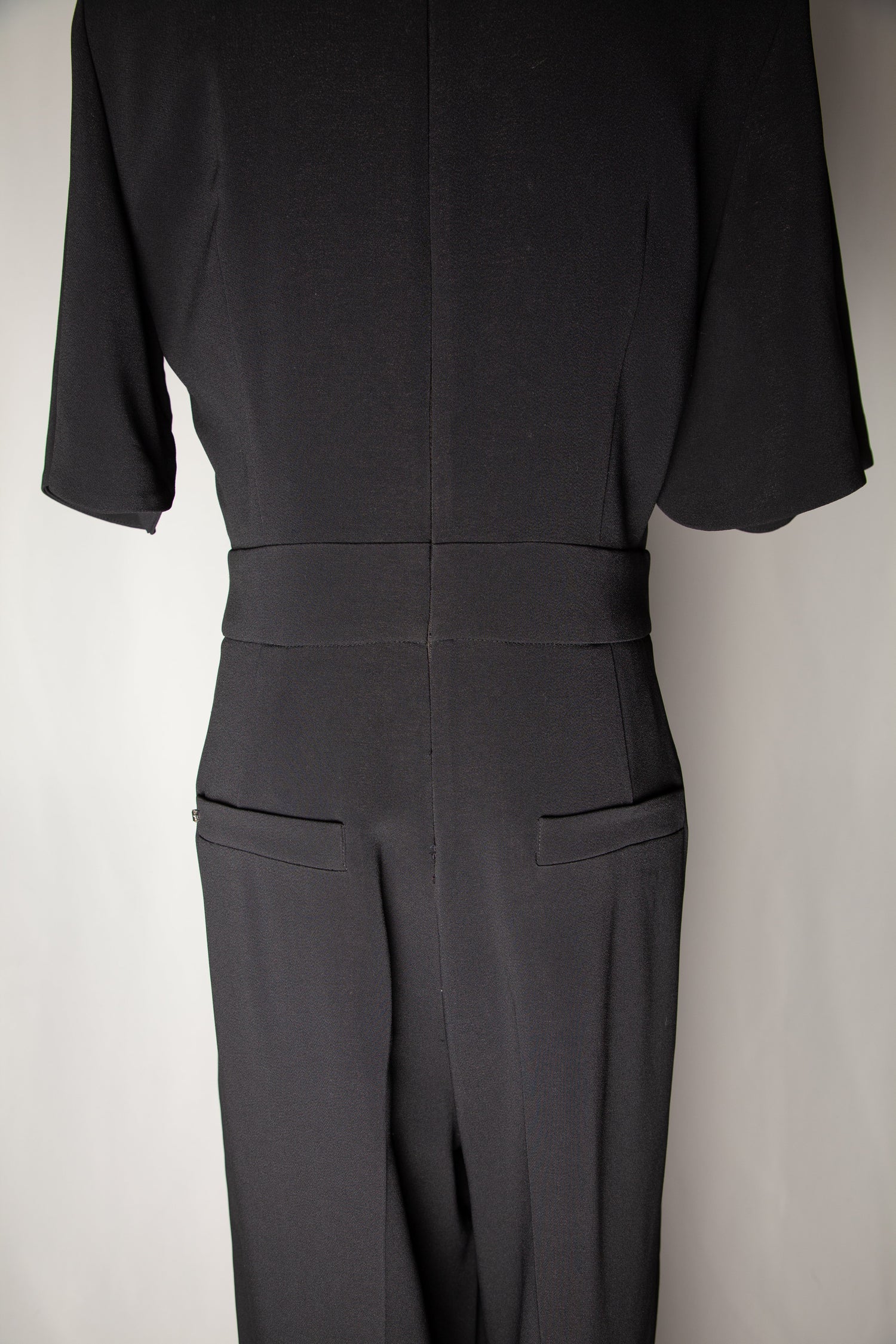 Average Max Mara Black Polyester Jumpsuit Size M with Decorative Buttons
