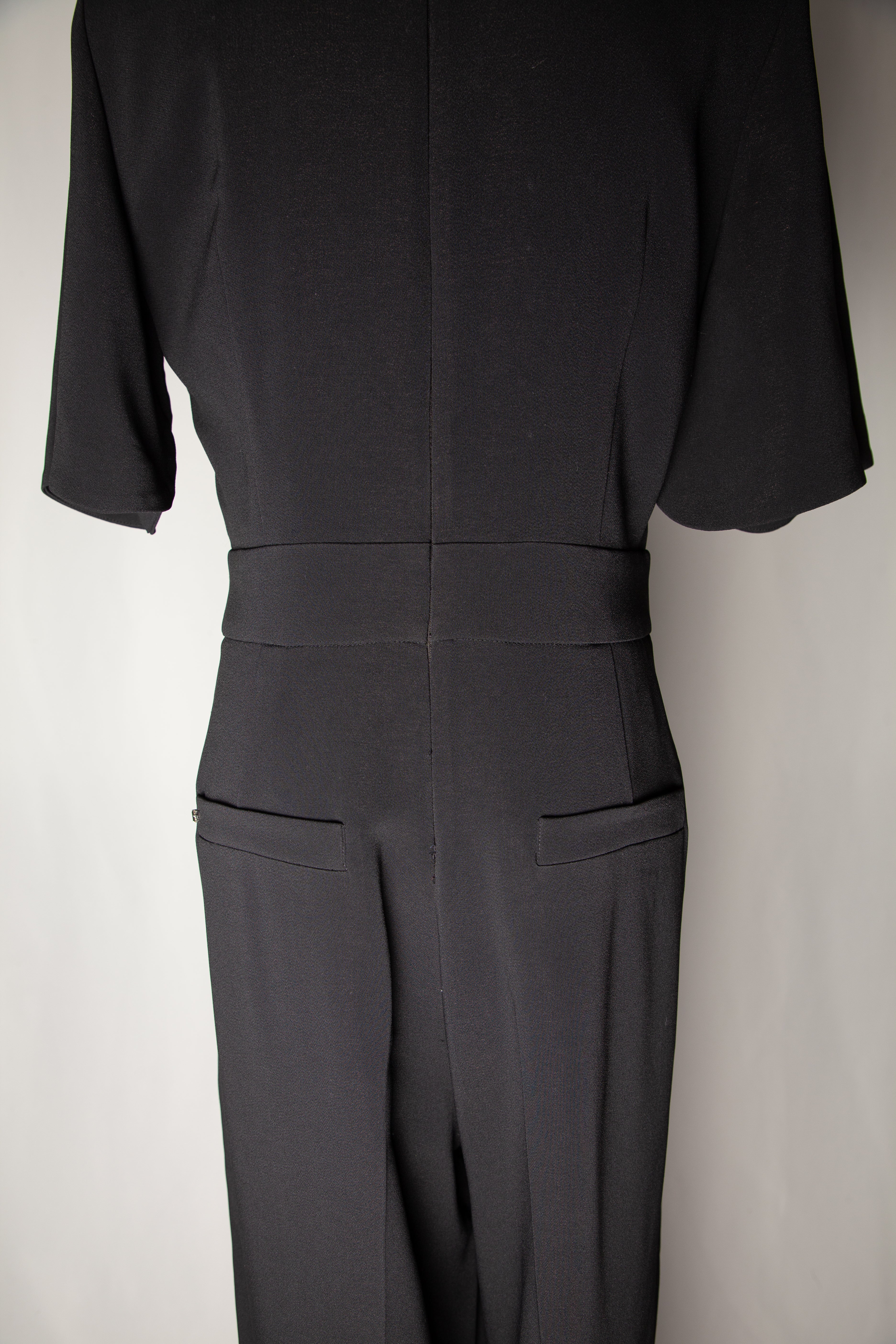 Average Max Mara Black Polyester Jumpsuit Size M with Decorative Buttons