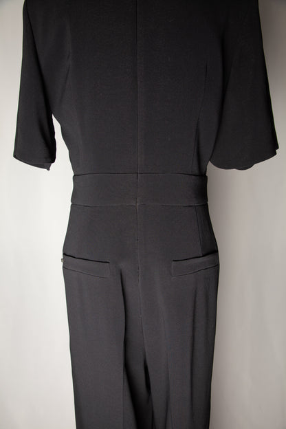 Average Max Mara Black Polyester Jumpsuit Size M with Decorative Buttons