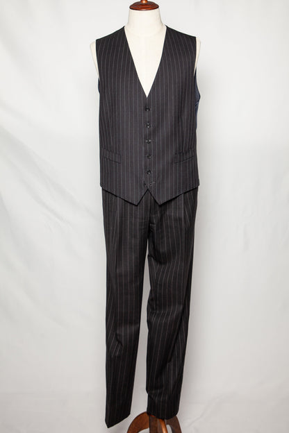 Gieves and Hawkes Pinstripe Suit Black Cashmere Wool Size M