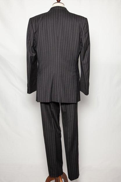 Gieves and Hawkes Pinstripe Suit Black Cashmere Wool Size M