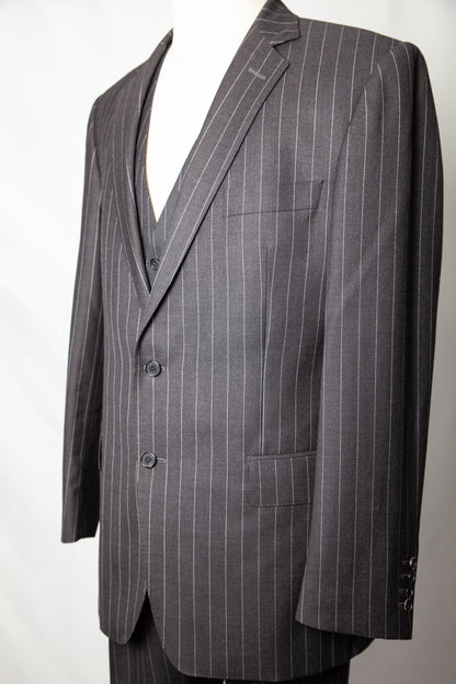 Gieves and Hawkes Pinstripe Suit Black Cashmere Wool Size M