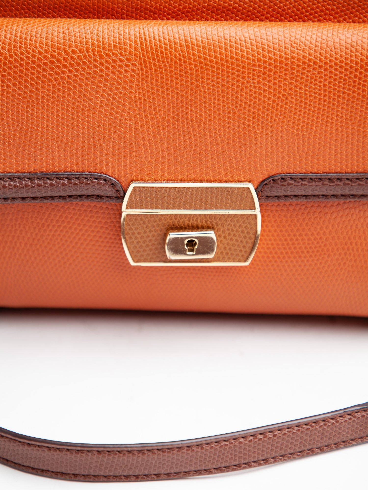 Moschino Orange Leather Handbag with Gold Chain Straps