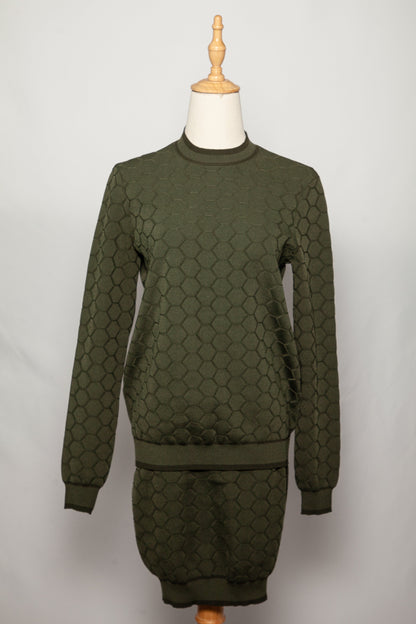 Good Y.A.S Green Long-Sleeved Textured Dress Size S