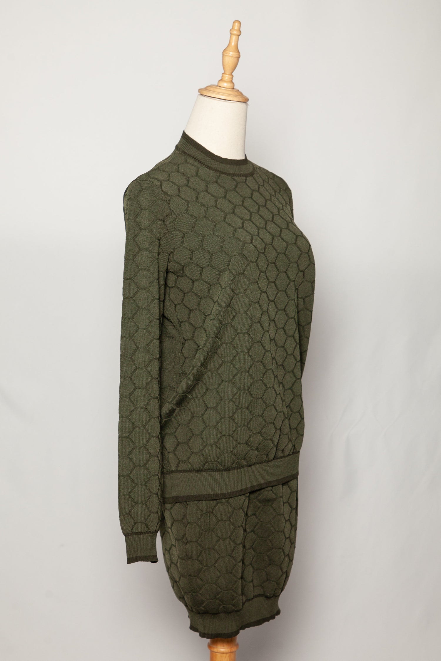 Good Y.A.S Green Long-Sleeved Textured Dress Size S